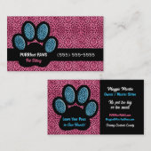 Pink und Blue Cheetah und Paw Pet Sitter Visitenkarte (Vorne/Hinten)
