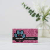 Pink und Blue Cheetah und Paw Pet Sitter Visitenkarte (Stehend Vorderseite)