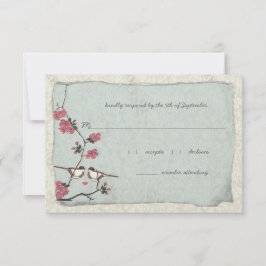 Pink und Blue Cherry Blossom Chickadee UAWG RSVP Karte