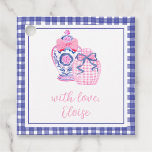 Pink und Blue Chinoiserie Ginger Jar Gift Tags Geschenkanhänger