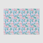Pink und Blue Christmas Gingerbrett Village Seidenpapier (Vorderseite)