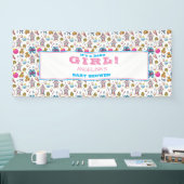 Pink und Blue Christmas Pattern Girl Baby Dusche Banner (Messe)