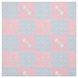 Pink und Blue Damask Patchwork mit Name Stoff