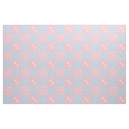 Pink und Blue Damask Patchwork mit Name Stoff (Fat Quarter (45,7 x 55,9 cm))