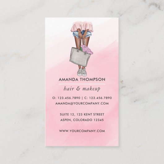 Pink und Blue Denim floral Busine Visitenkarte (Rückseite)