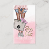 Pink und Blue Denim floral Busine Visitenkarte (Vorderseite)