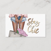 Pink und Blue Denim floral Busine Visitenkarte (Vorderseite)