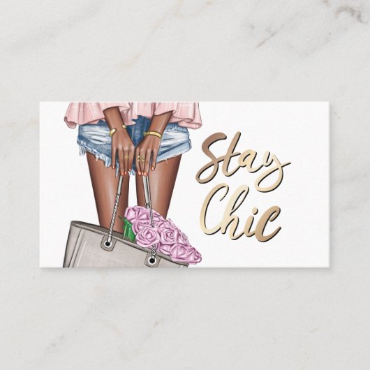 Pink und Blue Denim floral Busine Visitenkarte (Vorderseite)