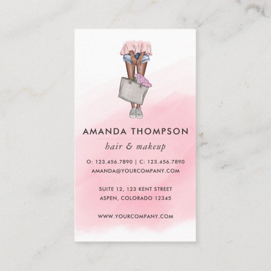 Pink und Blue Denim floral Busine Visitenkarte (Rückseite)