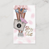 Pink und Blue Denim floral Busine Visitenkarte (Vorderseite)