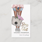 Pink und Blue Denim Floral Visitenkarte (Vorderseite)