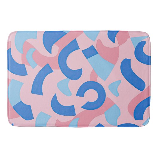 Pink und Blue Doodle Muster Badematte (Vorderseite)