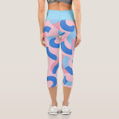 Pink und Blue Doodle Muster Capri Leggings (Rückseite)