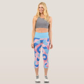 Pink und Blue Doodle Muster Capri Leggings (Vorderseite)