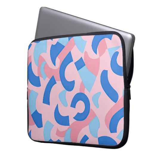 Pink und Blue Doodle Muster Laptopschutzhülle (Vorderseite Links)