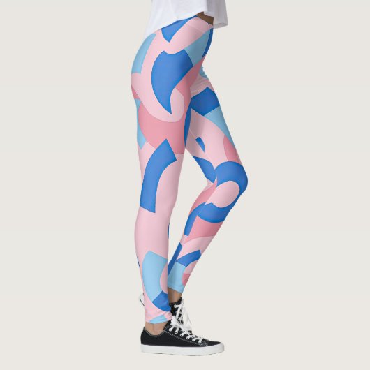 Pink und Blue Doodle Muster Leggings (Rechts)
