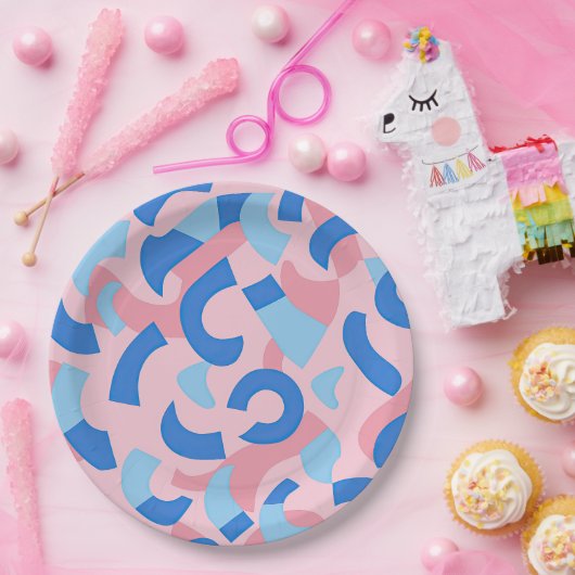 Pink und Blue Doodle Muster Pappteller (Party)