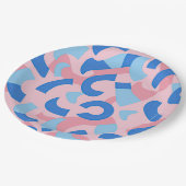 Pink und Blue Doodle Muster Pappteller (Schrägansicht)