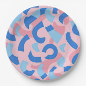 Pink und Blue Doodle Muster Pappteller (Vorderseite)