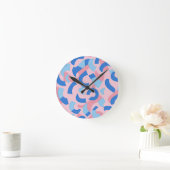 Pink und Blue Doodle Muster Runde Wanduhr (Zuhause)