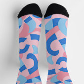 Pink und Blue Doodle Muster Socken (Oben)