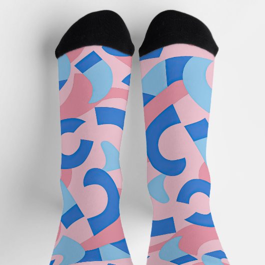 Pink und Blue Doodle Muster Socken (Oben)
