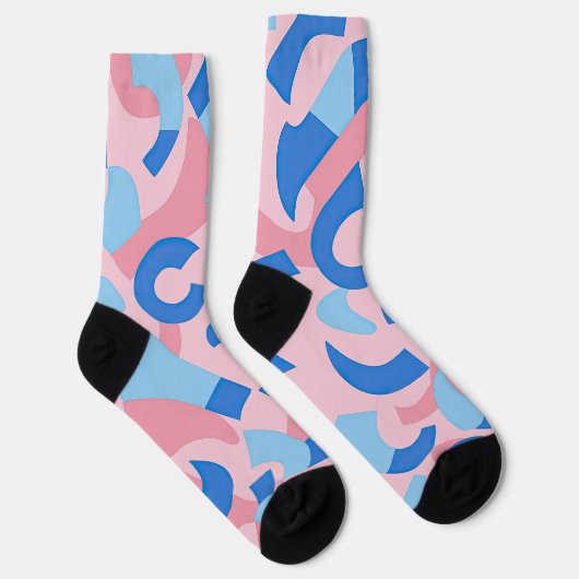 Pink und Blue Doodle Muster Socken (Rechts)