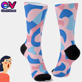 Pink und Blue Doodle Muster Socken