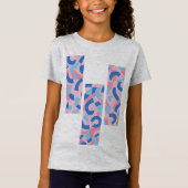 Pink und Blue Doodle Muster T-Shirt (Vorderseite)