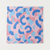 Pink und Blue Doodle Muster Wandteppich (Vorderseite)