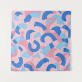 Pink und Blue Doodle Muster Wandteppich (Vorderseite (Horizontal))