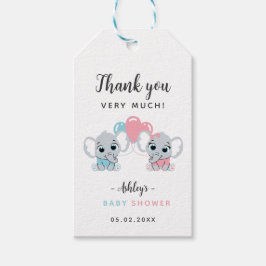 Pink und Blue Elephant Baby Dusche Geschenk Tag Geschenkanhänger