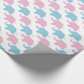 Pink und Blue Elephant Baby Duschwappapier Geschenkpapier (Ecke)