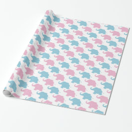 Pink und Blue Elephant Baby Duschwappapier Geschenkpapier