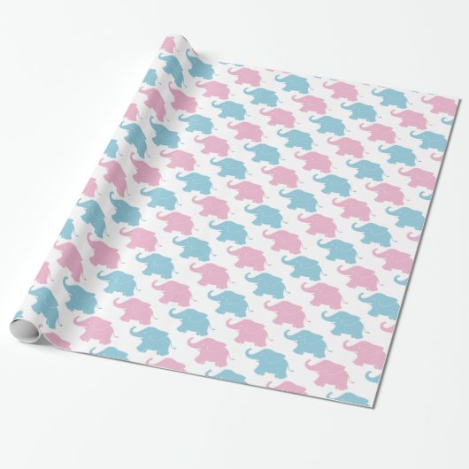 Pink und Blue Elephant Baby Duschwappapier Geschenkpapier (Ungerollt)