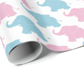 Pink und Blue Elephant Baby Duschwappapier Geschenkpapier (Rolleneckpunkt)