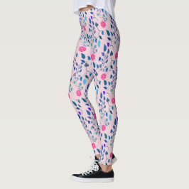 Pink und Blue Floral Pickleball Player-Muster Leggings