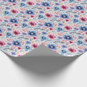 Pink und Blue Floral Wrapping Paper Geschenkpapier (Ecke)