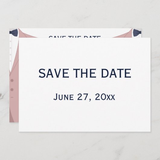 Pink und Blue Gay Wedding speichern die Datumskart Einladung (Vorne/Hinten)