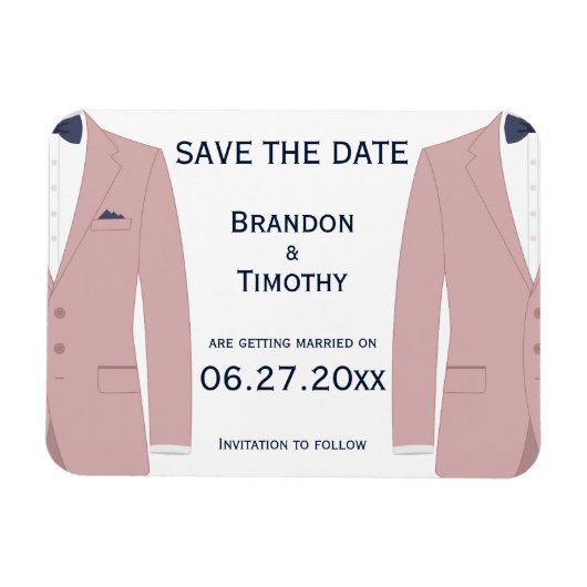 Pink und Blue Gay Wedding speichern die Datumsmagn Magnet (Horizontal)