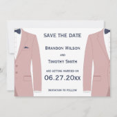 Pink und Blue Gay Wedding speichern Sie die Datums Save The Date (Rückseite)