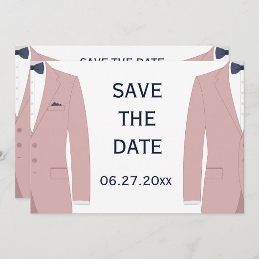 Pink und Blue Gay Wedding speichern Sie die Datums Save The Date (Vorne/Hinten)