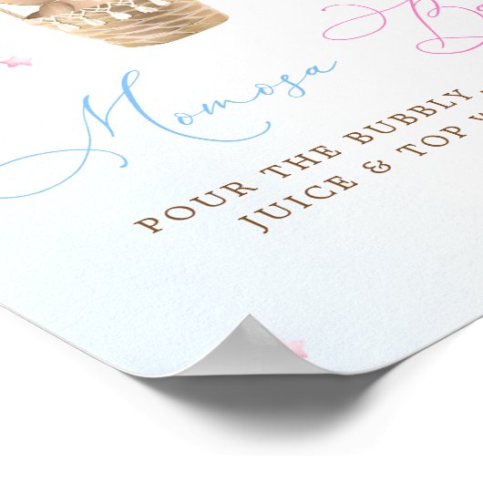 Pink und Blue Gender Reveal Mimosa Bar Poster (Ecke)