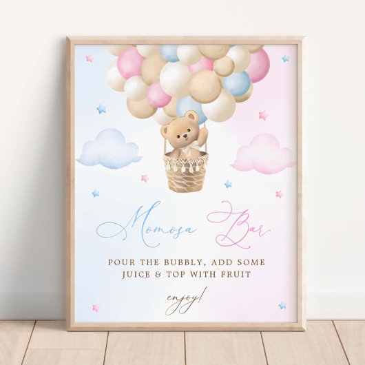 Pink und Blue Gender Reveal Mimosa Bar Poster