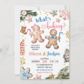 Pink und Blue Gingerbrot Cookies Gender Reveal Einladung (Vorderseite)