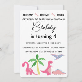 Pink und Blue Girl Dinosaur Geburtstag Einladung