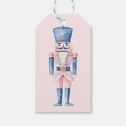 Pink und Blue Grandmillennial Nutcracker Geschenkanhänger (Vorderseite)