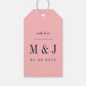 Pink und Blue Hand Briefing Hochzeit Danke Markier Geschenkanhänger (Rückseite)