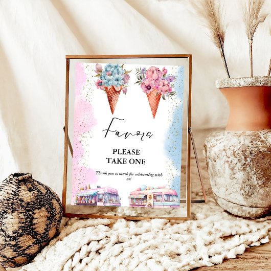 Pink und Blue Ice Creme Babydusche Gefälligkeitsze Poster