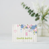 Pink und Blue Mason Jar Diaper Raffle Begleitkarte (Stehend Vorderseite)